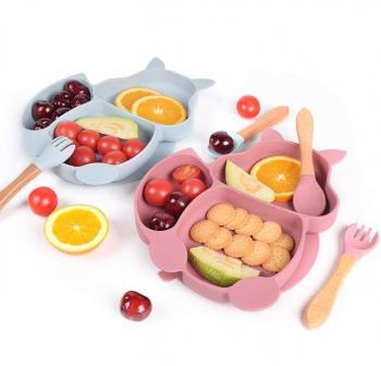 Kids' children's silicone tableware for toddlers child-safe silicone utensils